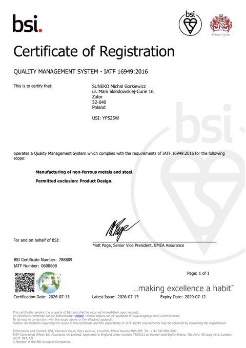 IATF 16949 certificate — Certificate preview