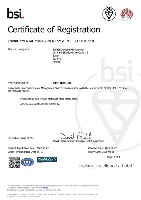 ISO 14001 certificate — Certificate preview